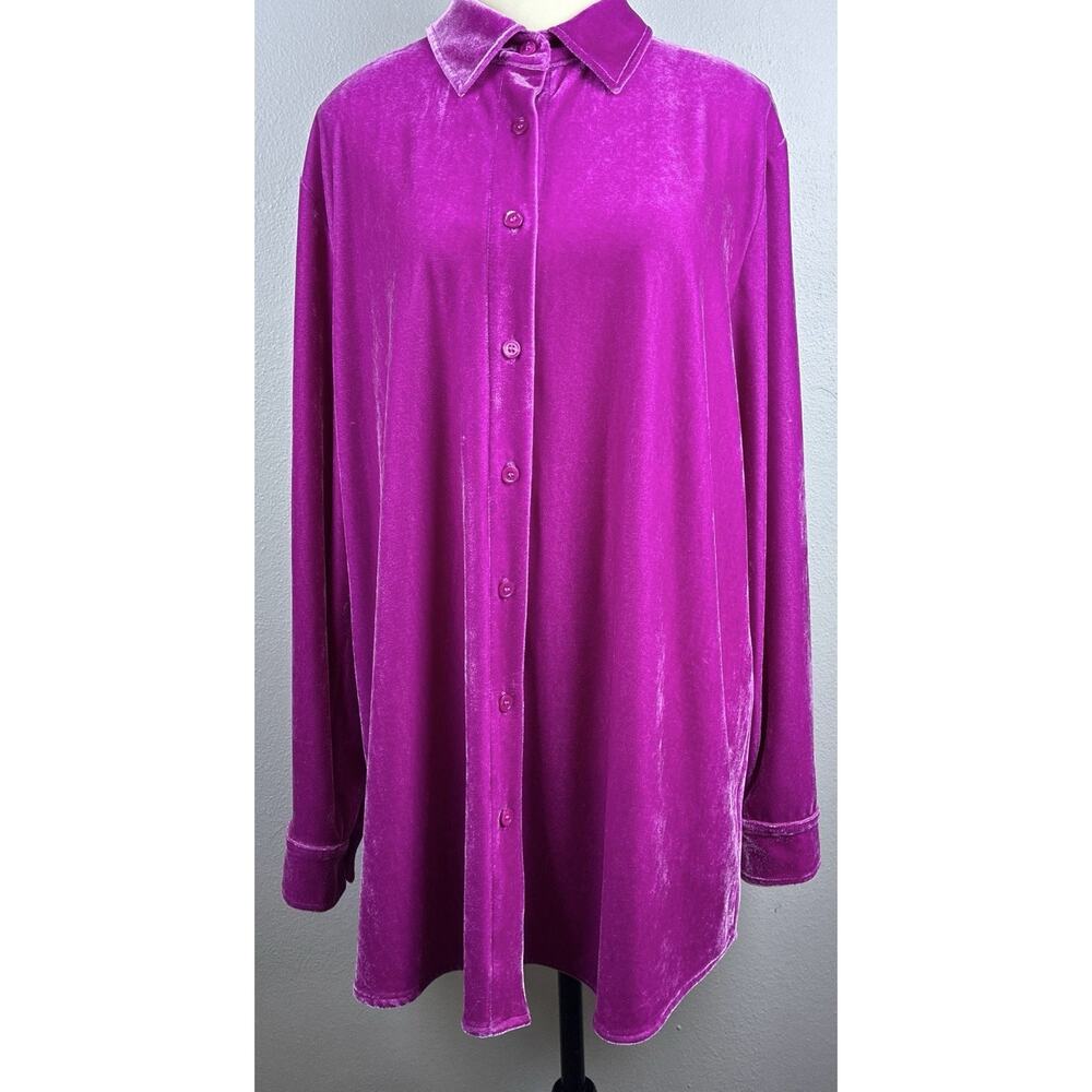Soft Surrounding Sz Xl Fuchsia Ls Button Down Tun… - image 1